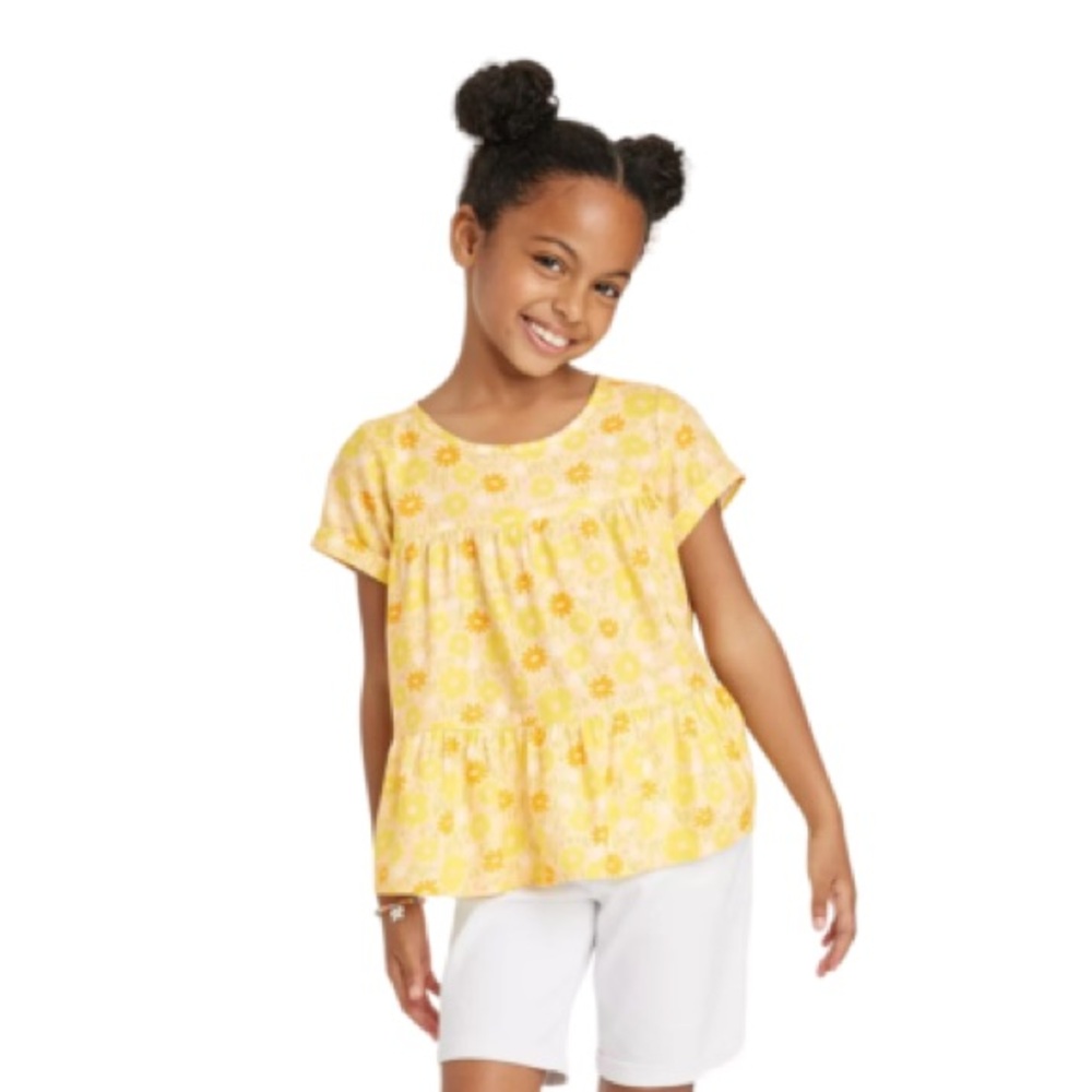 Yellow Floral Kids Top